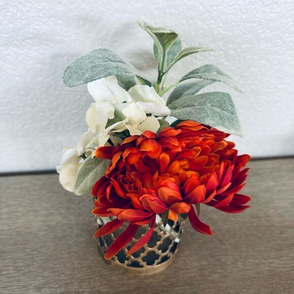 Fall Floral Boho Glam Gold Vase Arrangement - Picture 3 of 4